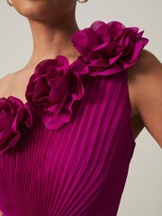 Phase Eight Purple Minnie One Shoulder Pleated Maxi Dress - Image 5 of 6