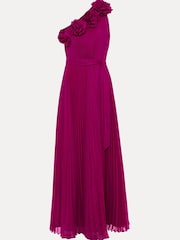 Phase Eight Purple Minnie One Shoulder Pleated Maxi Dress - Image 6 of 6