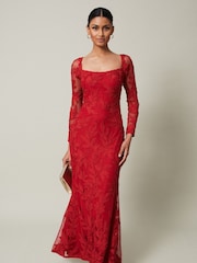 Phase Eight Red Alicia Tapework Maxi Dress - Image 1 of 6