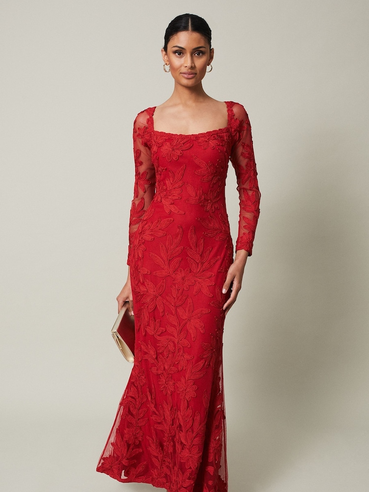 Phase Eight Red Alicia Tapework Maxi Dress - Image 1 of 6