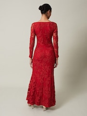 Phase Eight Red Alicia Tapework Maxi Dress - Image 2 of 6
