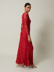 Phase Eight Red Alicia Tapework Maxi Dress - Image 3 of 6