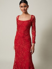 Phase Eight Red Alicia Tapework Maxi Dress - Image 4 of 6
