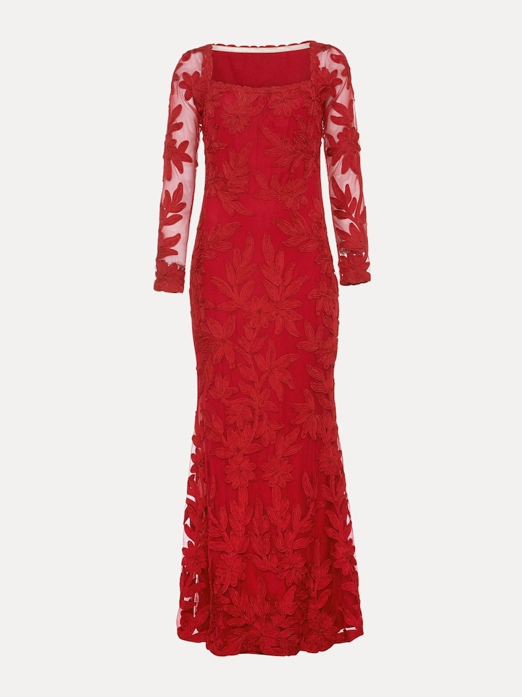 Phase Eight Red Alicia Tapework Maxi Dress - Image 6 of 6
