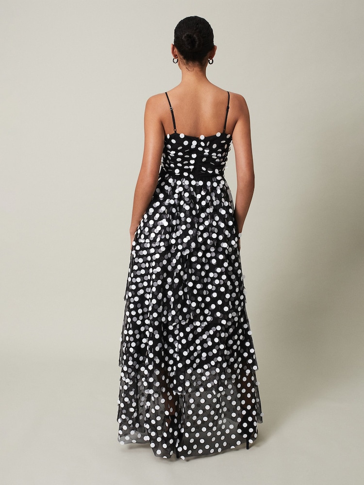 Phase Eight Black Polka Dot Avianna Tulle Maxi Dress - Image 2 of 6