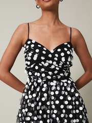 Phase Eight Black Polka Dot Avianna Tulle Maxi Dress - Image 4 of 6