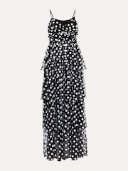 Phase Eight Black Polka Dot Avianna Tulle Maxi Dress - Image 6 of 6