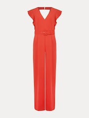 Phase Eight Orange Kallie V-Neck Frill Jumpsuit - Image 6 of 6