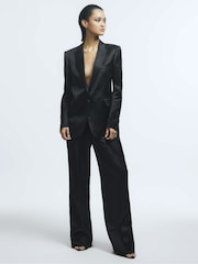 Reiss Black Lily Satin Single Breasted Blazer - Image 4 of 8