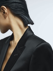Reiss Black Lily Satin Single Breasted Blazer - Image 5 of 8