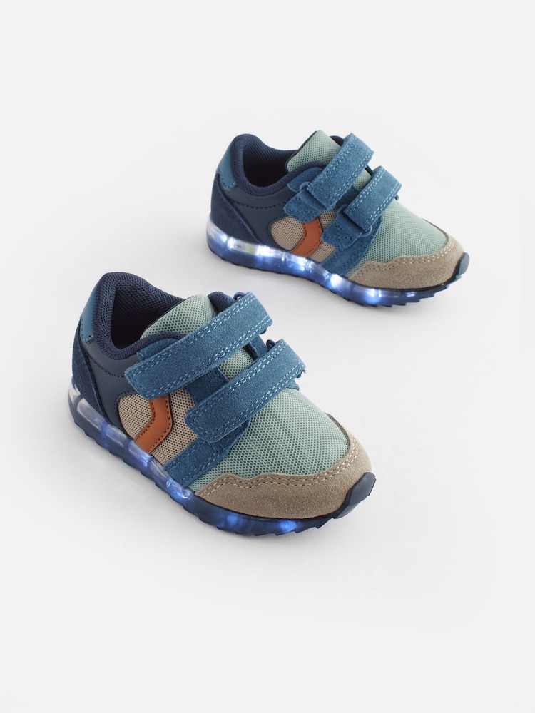 Mineral Blue Light Up Easy Fastening Trainers - Image 1 of 6 Mineral Blue Light Up Easy Fastening Trainers - Image 1 of 6