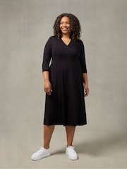 Live Unlimited Black Curve Jersey Wrap Dress With Collar - Image 2 of 6