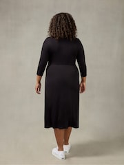 Live Unlimited Black Curve Jersey Wrap Dress With Collar - Image 5 of 6