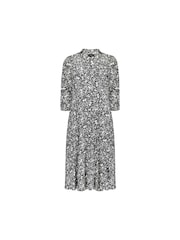 Live Unlimited Mono Floral Jersey Wrap Black Dress With Collar - Image 5 of 5