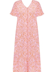 Live Unlimited Orange Linear Floral Shirred Waist Midi Dress - Image 7 of 7