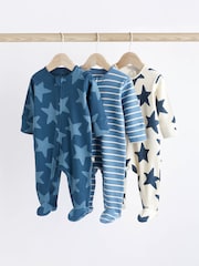 Mornarsko moda z zvezdami - dojenček z zadrgo 100% bombažnih spalnih pajacev 3 Pack (0mesecev-2yrs) - Slika 1 iz 10