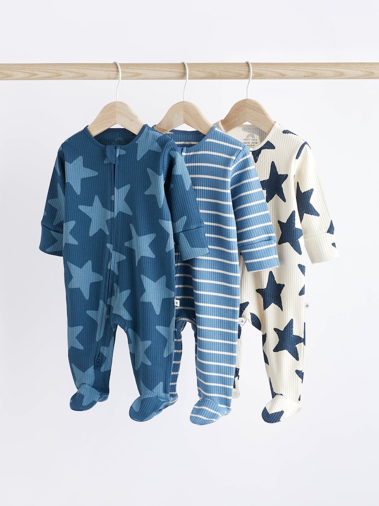 Mornarsko moda z zvezdami - dojenček z zadrgo 100% bombažnih spalnih pajacev 3 Pack (0mesecev-2yrs) - Slika 1 iz 10 Mornarsko moda z zvezdami - dojenček z zadrgo 100% bombažnih spalnih pajacev 3 Pack (0mesecev-2yrs) - Slika 1 iz 10