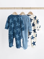 Mornarsko moda z zvezdami - dojenček z zadrgo 100% bombažnih spalnih pajacev 3 Pack (0mesecev-2yrs) - Slika 2 iz 10