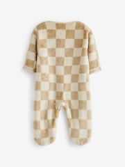 Neutral Checkerboard Baby Fleece Sleepsuit - Image 2 of 4