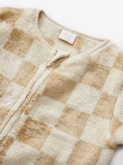 Neutral Checkerboard Baby Fleece Sleepsuit - Image 3 of 4