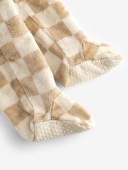 Neutral Checkerboard Baby Fleece Sleepsuit - Image 4 of 4