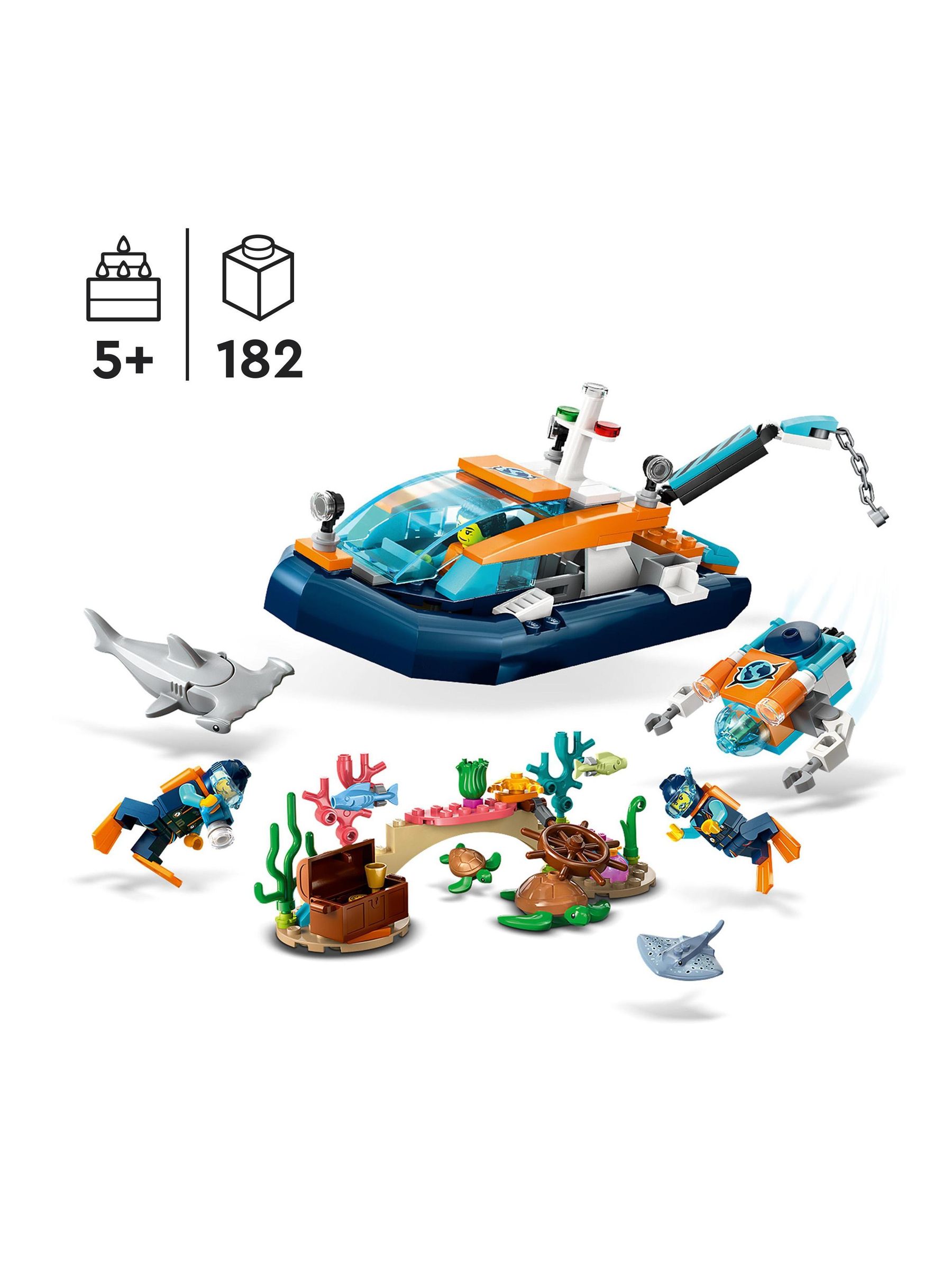 Buy LEGO City Explorer Diving Boat Set with Submarine Toy 60377 from Next Norway