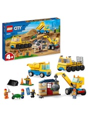 LEGO City Construction Trucks & Wrecking Ball Crane Toys 60391 - Image 1 of 8