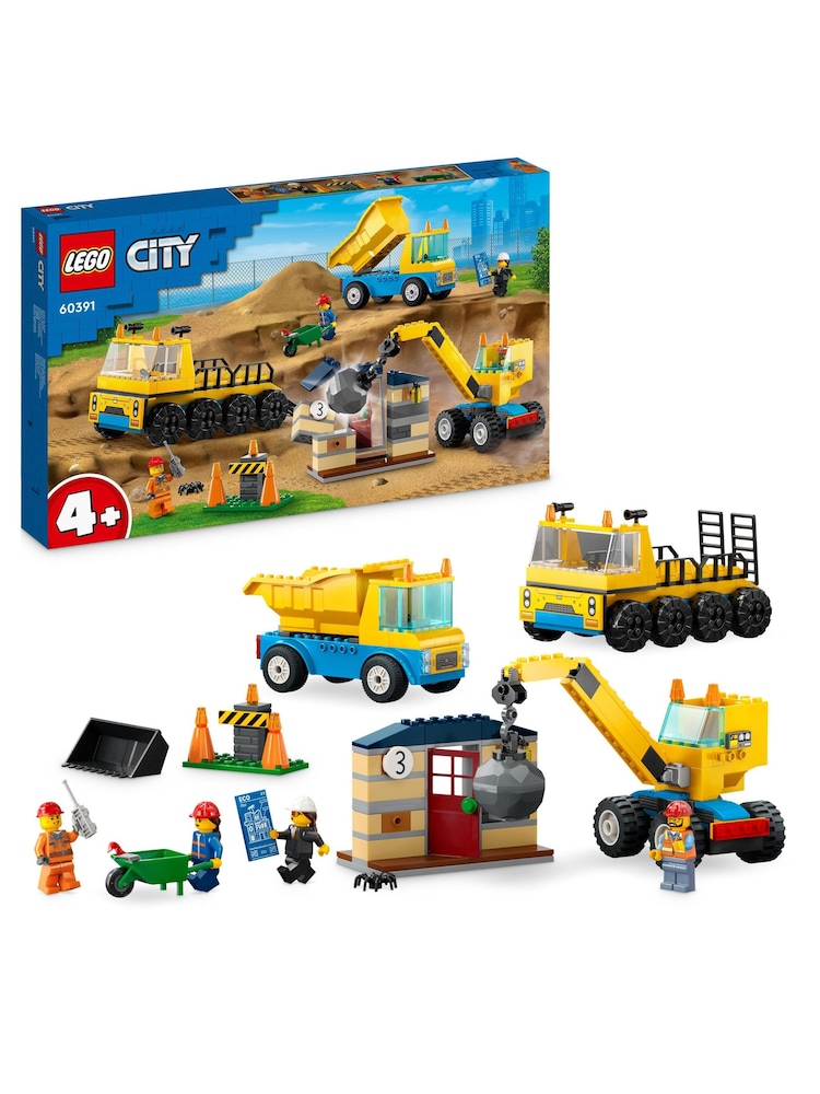 LEGO City Construction Trucks & Wrecking Ball Crane Toys 60391 - Image 1 of 8