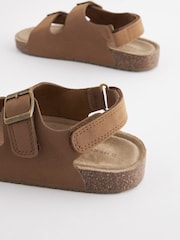 Tan Brown Standard Fit (F) Double Buckle Cushioned Footbed Sandals - Image 6 of 6