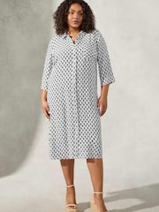 Live Unlimited Mono Diamond Print Black Shirt Dress - Image 2 of 4