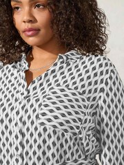 Live Unlimited Mono Diamond Print Black Shirt Dress - Image 4 of 4