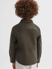 Reiss Pine Green Thomas Senior Brushed Cotton Patch Pocket Overshirt - Image 5 of 6