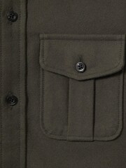 Reiss Pine Green Thomas Senior Brushed Cotton Patch Pocket Overshirt - Image 6 of 6