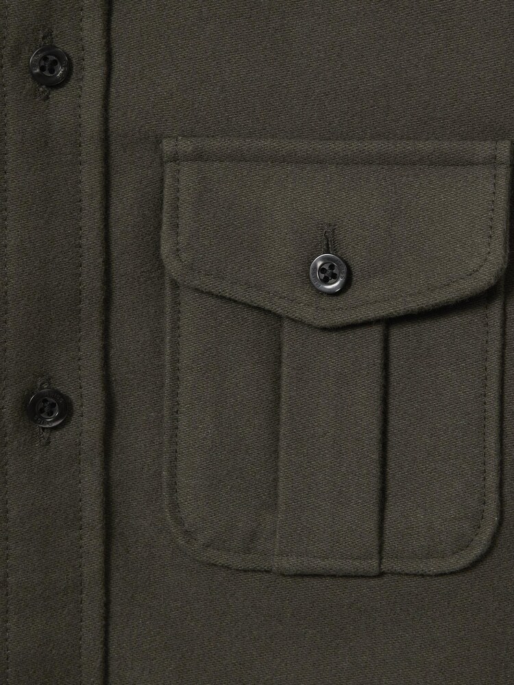 Reiss Pine Green Thomas Senior Brushed Cotton Patch Pocket Overshirt - Image 6 of 6
