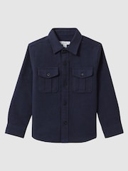 Reiss Eclipse Blue Thomas 9-14 yrs Brushed Cotton Patch Pocket Overshirt - Image 2 of 6