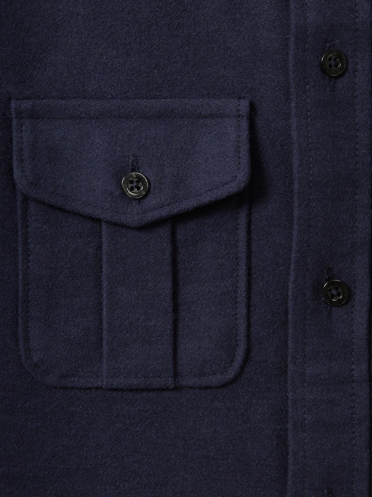 Reiss Eclipse Blue Thomas 9-14 yrs Brushed Cotton Patch Pocket Overshirt - Image 6 of 6