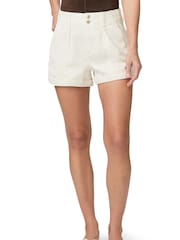 Paige Brooklyn Denim High Waisted White Shorts with Cuff - Image 1 of 4