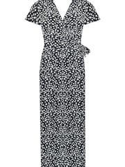 Ro&Zo Wrap Black Midi Dress - Image 6 of 6