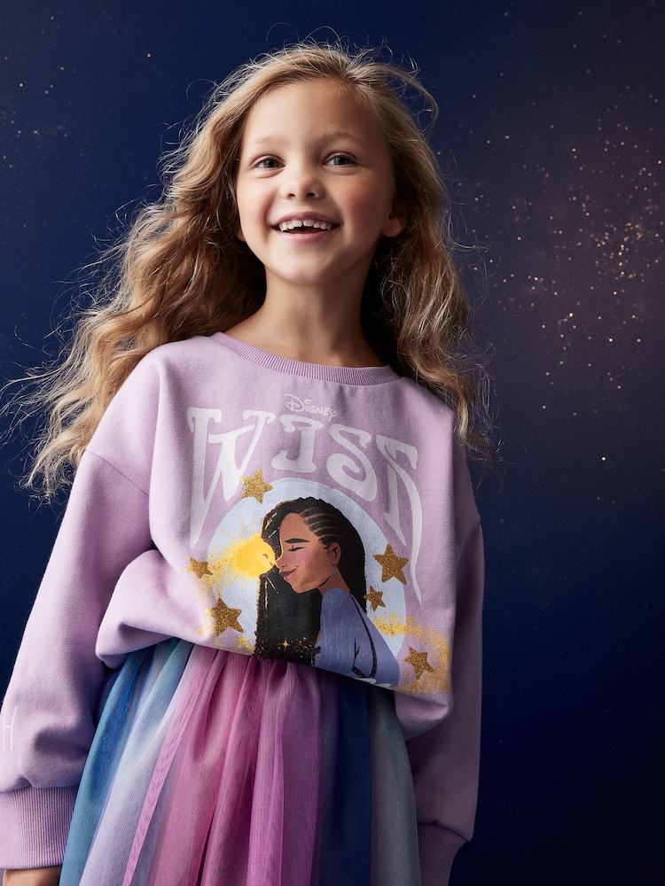 Purple Disney Wish Crew Sweatshirt Top (3-16yrs) - Image 1 of 7