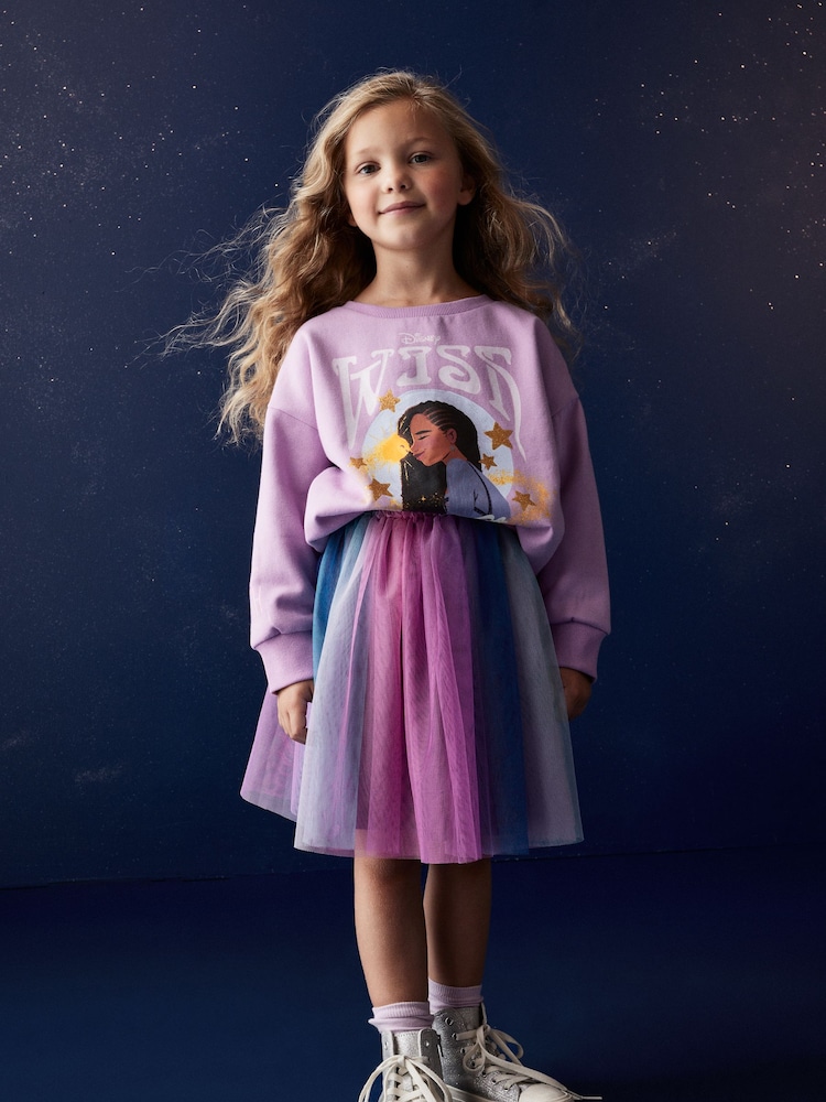 Purple Disney Wish Crew Sweatshirt Top (3-16yrs) - Image 2 of 7