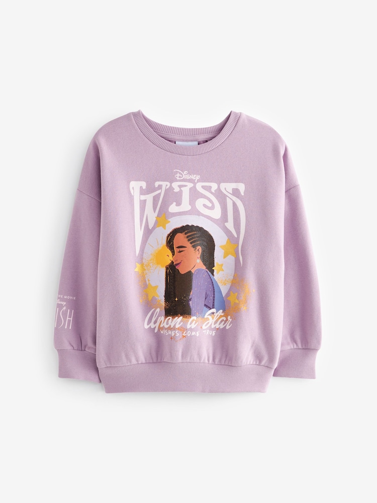 Purple Disney Wish Crew Sweatshirt Top (3-16yrs) - Image 5 of 7