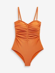High Shine Orange Tummy Shaping Control Bandeau Swimsuit - Image 5 of 5