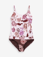 Cream/Red Floral Print Blouson Shaping Swimsuit - Image 6 of 6