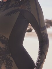 Khaki Green Palm Long Sleeve Rash Shaping Swimsuit - Image 5 of 7