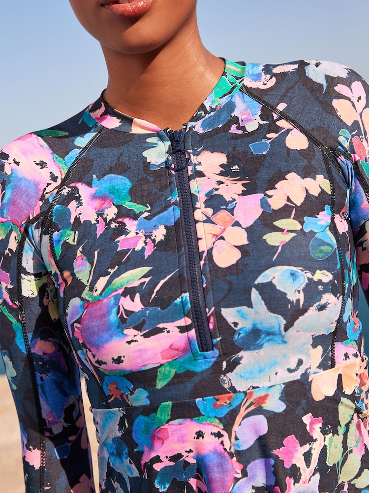 Imprimeu floral - Costum de baie modelator Mânecă lungă Modesty Burkini - Image 4 of 8