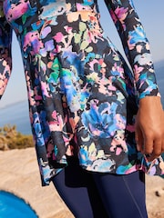 Navy Floral Long Sleeve Modesty Burkini Shaping Swimsuit - Image 6 of 8