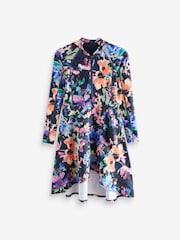 Navy Floral Long Sleeve Modesty Burkini Shaping Swimsuit - Image 7 of 8
