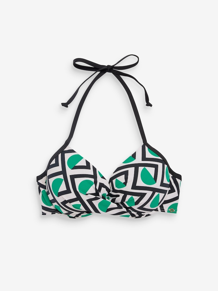 Green Geo Padded Wired Plunge Bikini Top - Image 7 of 7