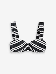 Black/White Stripe Shaping Padded Wired Bandeau Bikini Top - Image 7 of 7