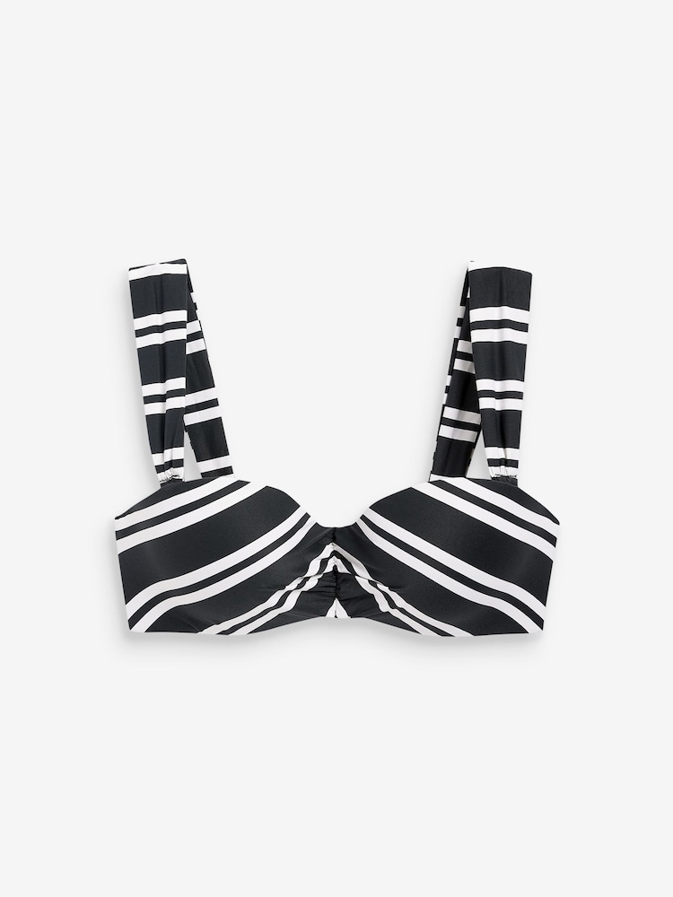 Black/White Stripe Shaping Padded Wired Bandeau Bikini Top - Image 7 of 7
